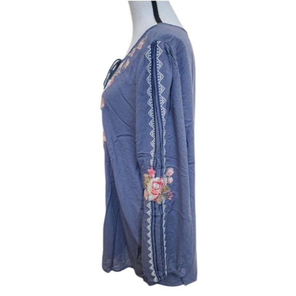Andree by Unit Embroidered Boho Blouse Tassel Tie Size XL - Picture 6 of 8